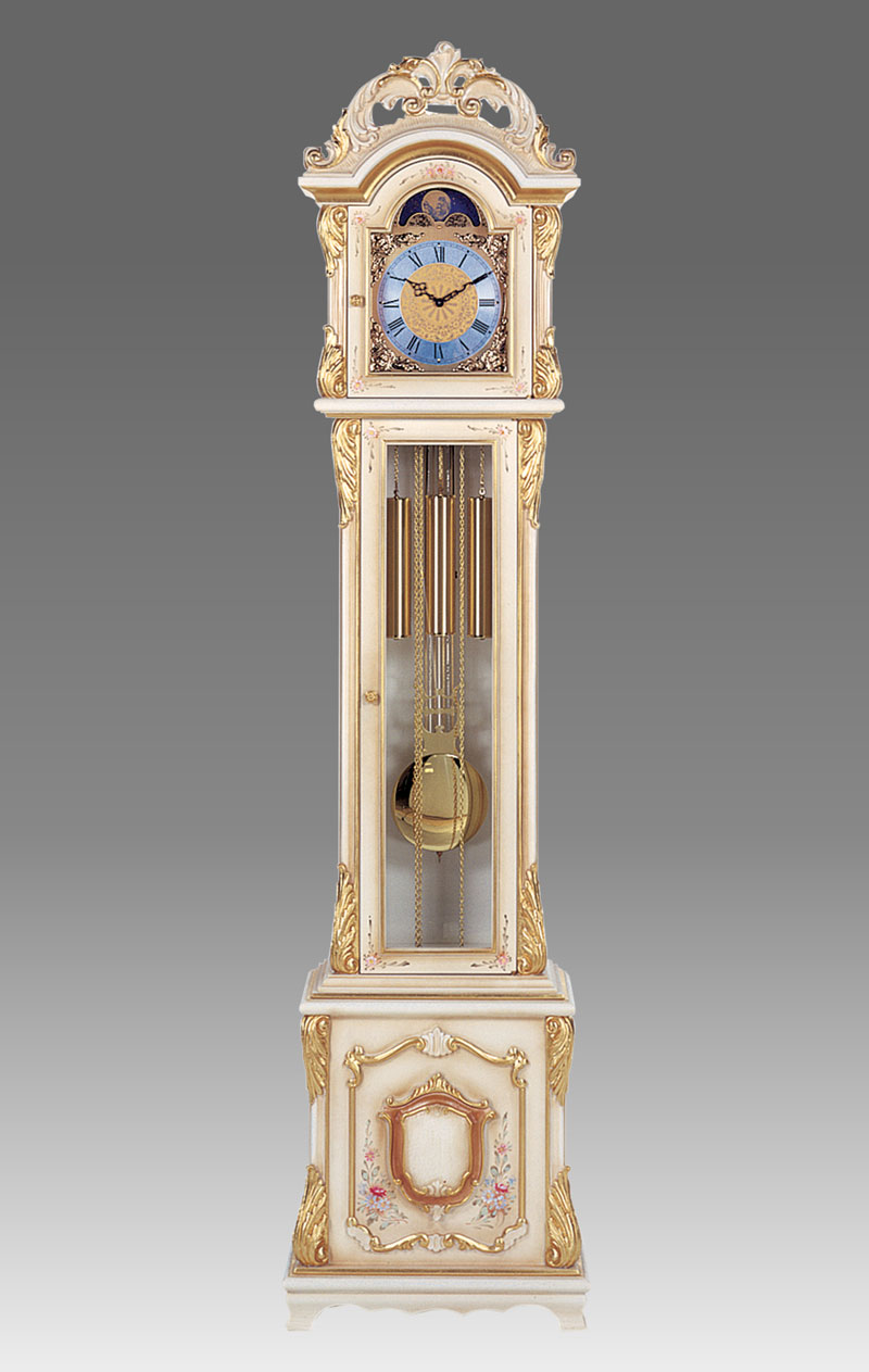 Grandfather clock Art.502/2 lacquered and decorated with gold particular